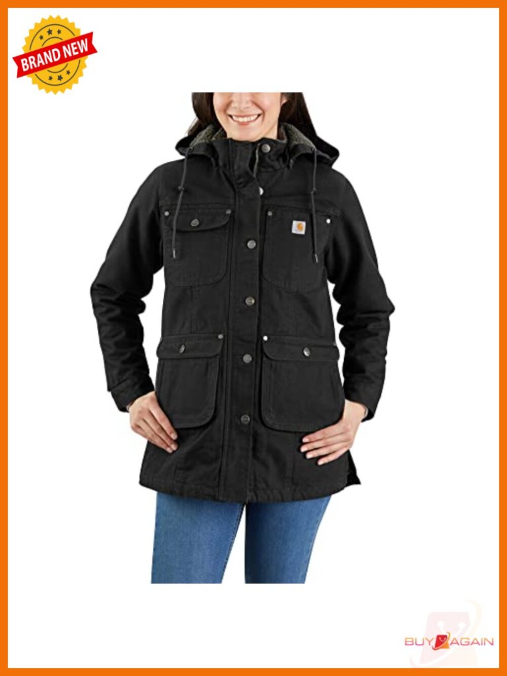 Carhartt Women's Loose Fit Washed Duck Coat Quilted Flannel Lined